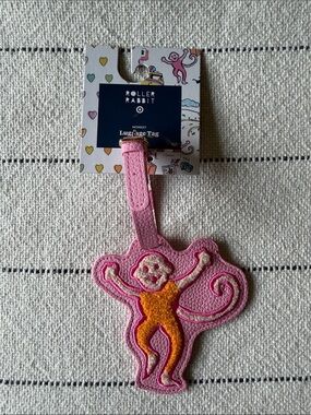 NWT Roller Rabbit Pink and Orange Monkey Luggage Tag
